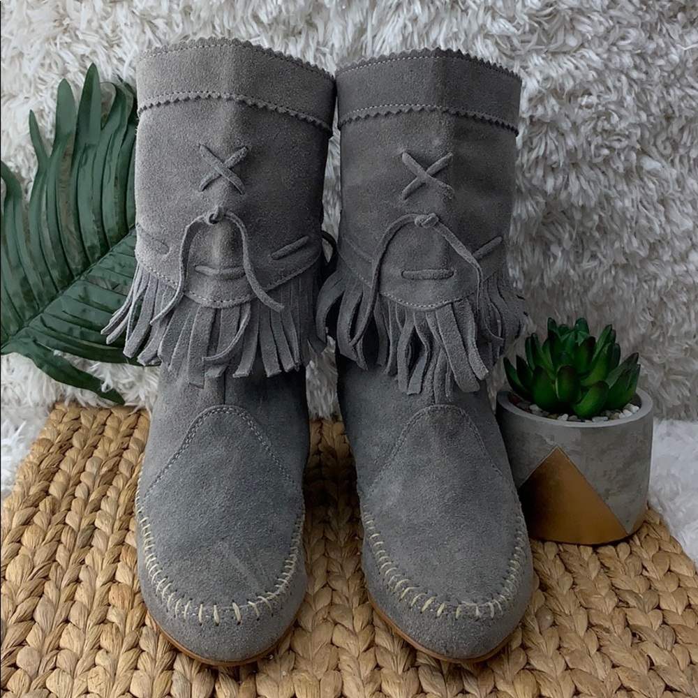 Made in Spain gray suede boots Size-8